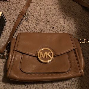 MK leather tan crossbody